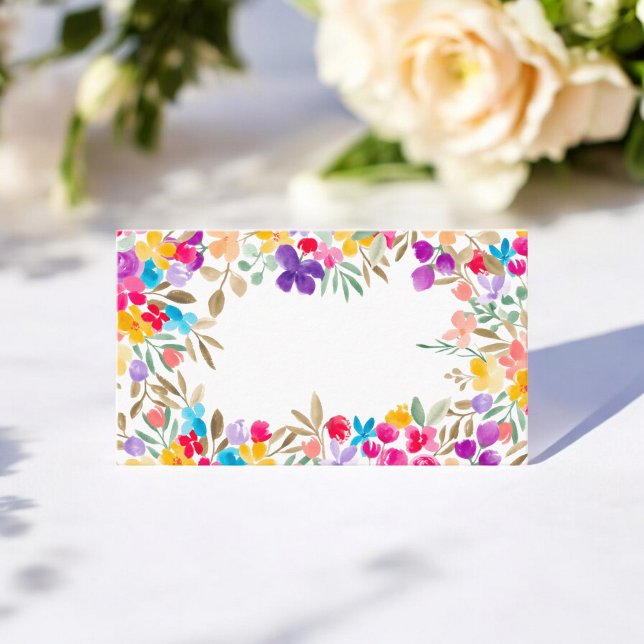 Cartão De Lugar Boho pintou Floral Moderno de Aquarela para Casame (Boho painted Modern Watercolor Floral Wedding Place Card)