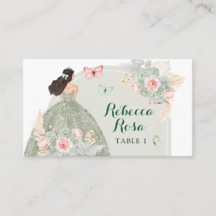 Cartão De Lugar Boho Sage Green Blush Pink Quinceañera
