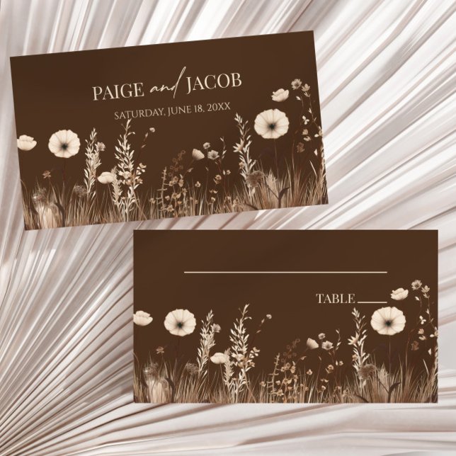 Cartão De Lugar Boho Wildflower Flowers Floral Casamento (Criador carregado)