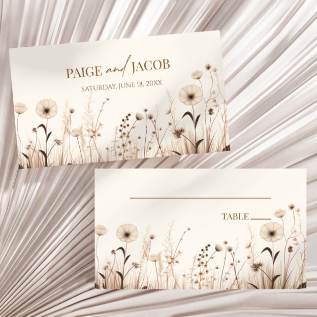 Cartão De Lugar Boho Wildflower Flowers Floral Casamento (Criador carregado)