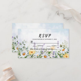 Cartão De Lugar Boho Wildflower Watercolor Personalizar Casamento