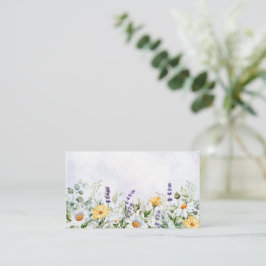 Cartão De Lugar Boho Wildflower Watercolor Personalizar Casamento