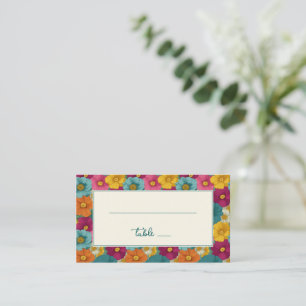 Cartão De Lugar Borda Floral Multicolor Alegre