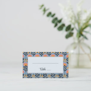Cartão De Lugar Botânico Floral Azul Alegre