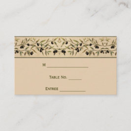 Cartão De Lugar Branch De Oliva: Uma Placa Touch Place Tuscan