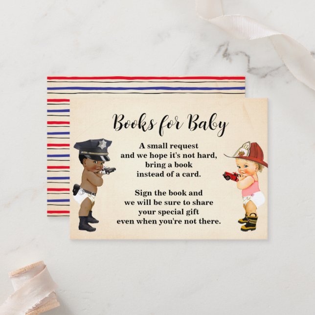 Cartão De Lugar Bring a Book Little Recruit Baby Shower Card (Frente/Verso In Situ)
