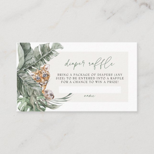 Cartão De Lugar BRYN Cute Jungle Safari Fralda Raffle (Frente)
