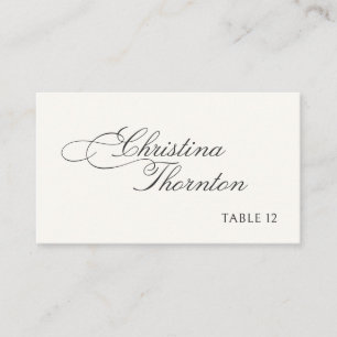 Cartão De Lugar Caligrafia de Letra Cursiva Casamento