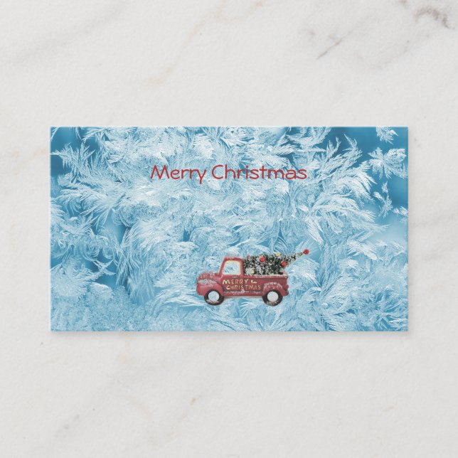 Cartão De Lugar Caminhão de safra vermelho sobre fundo azul com fl (Frente)