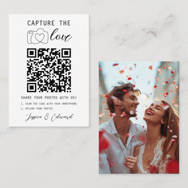 Cartão De Lugar Capturar o Casamento Moderno do Código Qr Love (Frente/Verso)