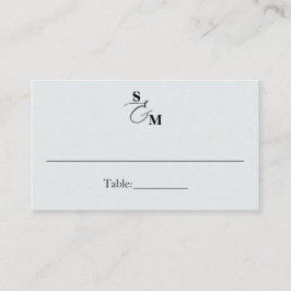 Cartão De Lugar Casamento Azul Ampersand Monograma Clássico