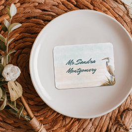 Cartão De Lugar Casamento Boho Costeiro Garça Branca