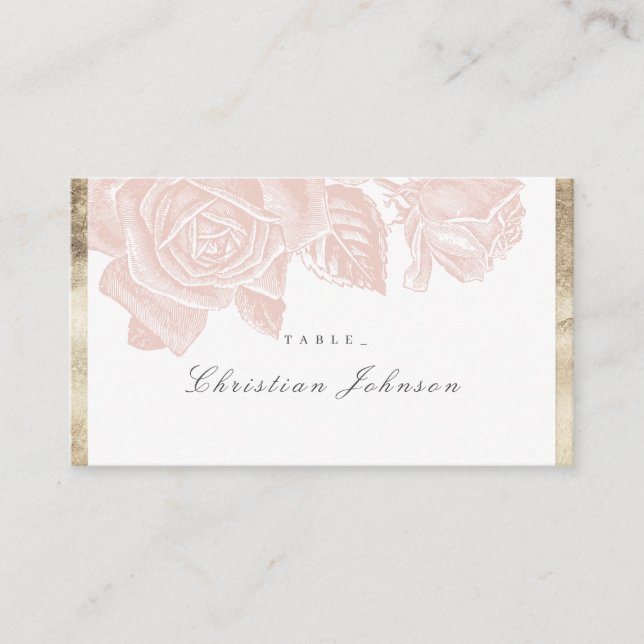Cartão De Lugar Casamento botânico de rosa de luxo (Frente)