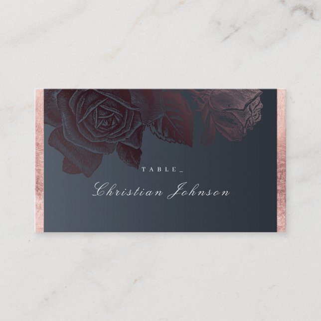 Cartão De Lugar Casamento botânico de rosa de luxo (Frente)
