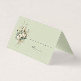 Cartão de lugar | Casamento Botânico Floral Verde 