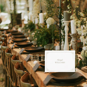 Cartão De Lugar Casamento Branco Atemporal