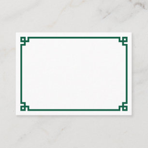 Cartão De Lugar Casamento-chave grego de caçador verde minimalista