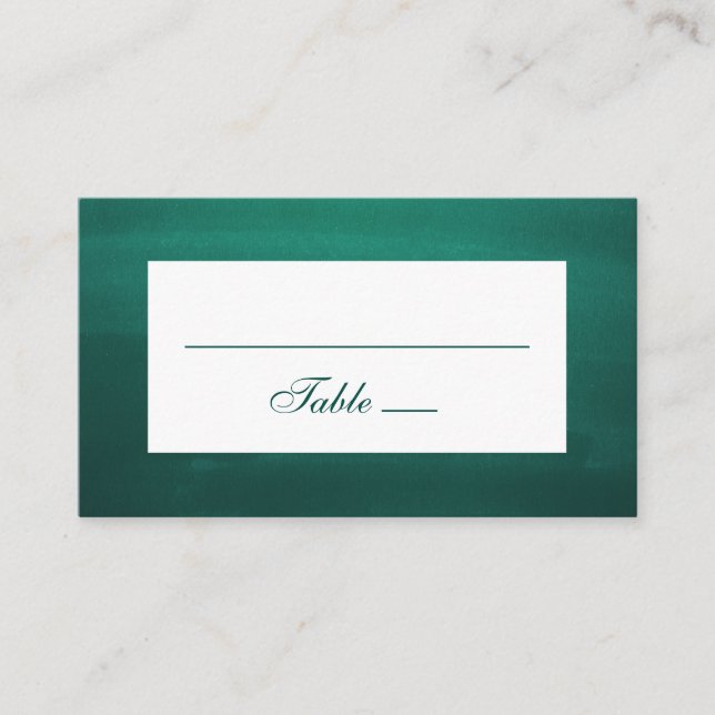 Cartão De Lugar Casamento clássico esmeralda. Moderno elegante ver (Frente)