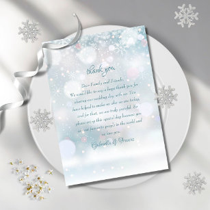 Cartão De Lugar Casamento com flocos de neve do inverno Elegante O