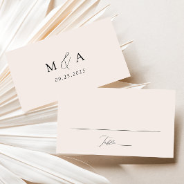 Cartão De Lugar Casamento Creme de Roteiro Elegante Moderno