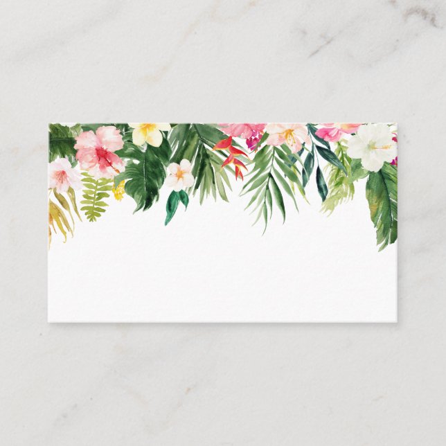 Cartão De Lugar Casamento de Aquarelas Tropicais e Flores (Frente)