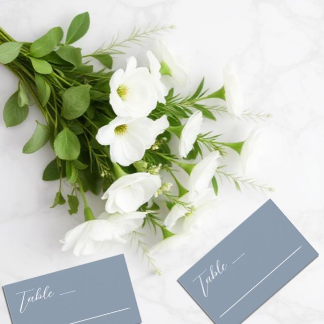 Cartão De Lugar Casamento de Azul Mínimo Dusty (Criador carregado)
