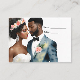 Cartão De Lugar Casamento de Casal Bridal Afro-Americano