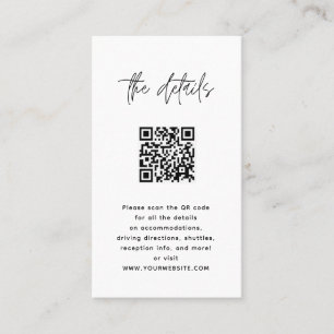 Cartão De Lugar Casamento de código QR preto e branco moderno mini
