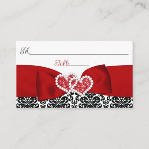 Cartão De Lugar Casamento de Corações de Amor com Damas Brancas Ve