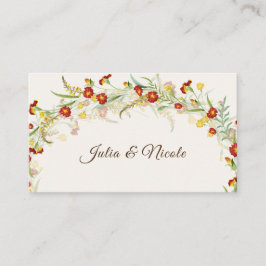 Cartão De Lugar Casamento de Folhagem Amarelo-Flor Selvagem Marigo