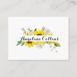 Cartão De Lugar Casamento de girassol aquarela rosa branca