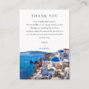 Cartão De Lugar Casamento de Grécia Watercolor Santorini Obrigado