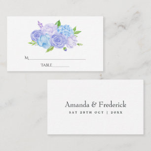 Cartão De Lugar Casamento de Hortênsia Azul e Lavanda Clara