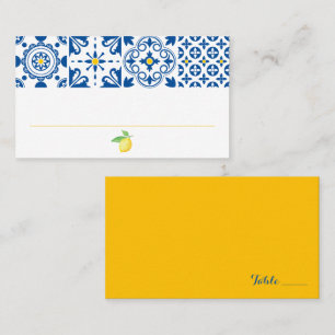 Cartão De Lugar Casamento de Limão com Limão com Azulejo do Medite