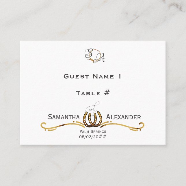 Cartão De Lugar Casamento de Lucky Love Rustic Barn Horsferes (Frente)