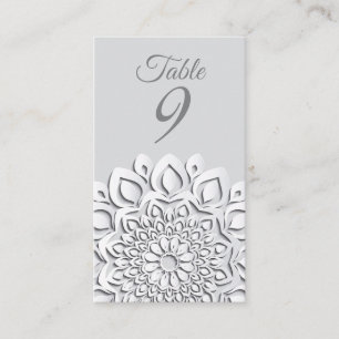 Cartão De Lugar Casamento de Mandala de Corte de Papel Branco Form