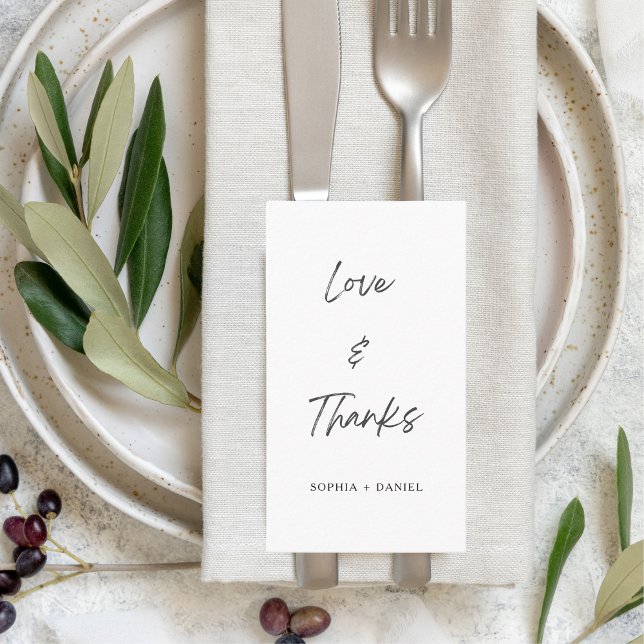 Cartão De Lugar Casamento de Obrigados e Amor com Script Simples (Criador carregado)