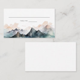 Cartão De Lugar Casamento de Paisagem de Montanha de Aquarela Mode