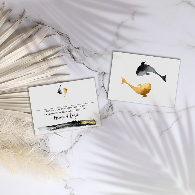 Cartão De Lugar Casamento de Peixes de Watercolor Koi (Criador carregado)