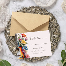 Cartão De Lugar Casamento de primavera do Campo Musical de Guitar 