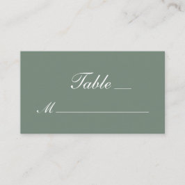 Cartão De Lugar Casamento de Script Branco Verde do Modern Sage
