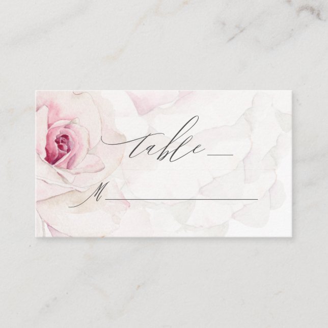 Cartão De Lugar Casamento de Script Floral Floral Rosa Rosa Rosa E (Frente)