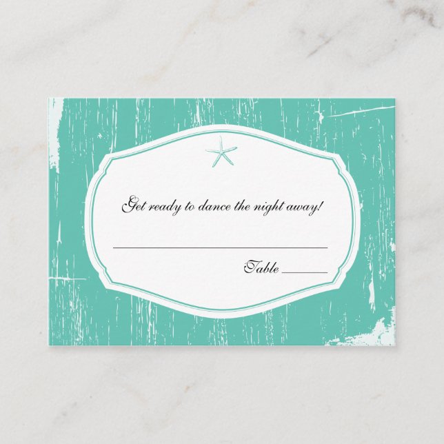 Cartão De Lugar Casamento de Starfish Rustic Card/Escort Card (Frente)