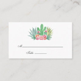 Cartão De Lugar Casamento de Succulents de Aquarela