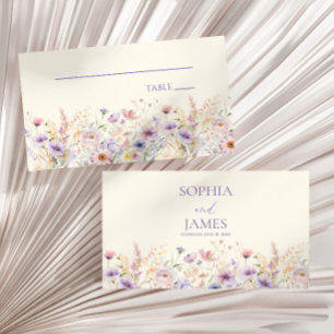 Cartão De Lugar Casamento Elegante em Campo de Flores Silvestres R