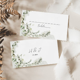Cartão De Lugar Casamento Elegante Eucalyptus Greenery