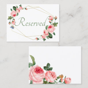 Cartão De Lugar Casamento Elegante Floral de Rosa Rosa Rosa-Rosa-R