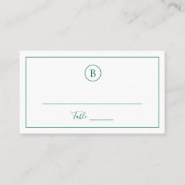 Cartão De Lugar Casamento Elegante Verde-Esmeralda Tradicional