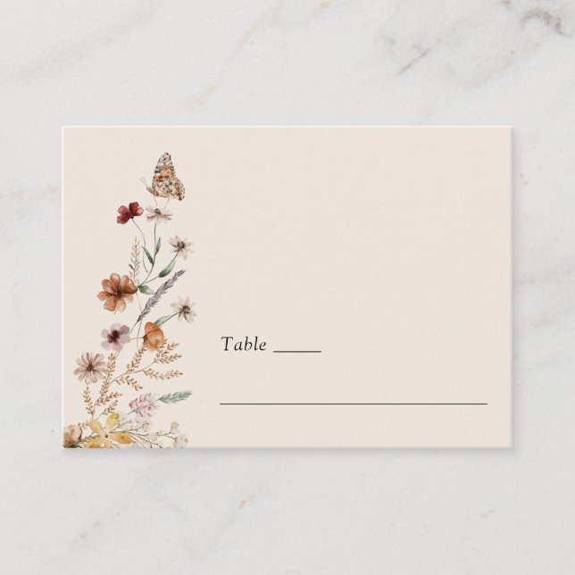 Cartão De Lugar Casamento Floral Boho (Frente)