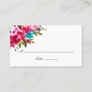 Cartão De Lugar Casamento Floral Boho Chic Aquarela